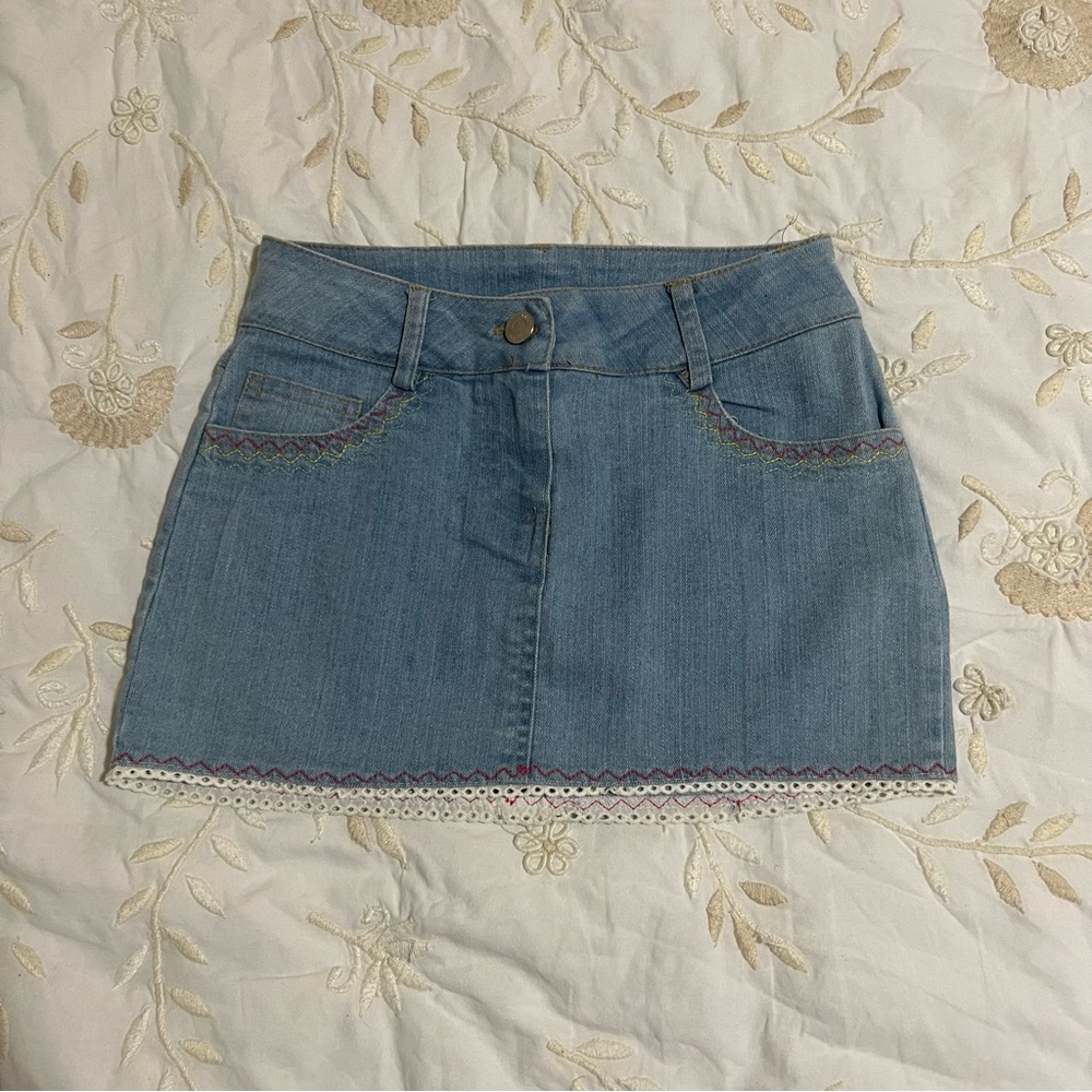 Little Mass Light Blue Denim Skirt, 6X